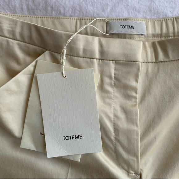 NWT Toteme Cropped Straight Trousers Satin Sheen Pants Ecru - Picture 10 of 16